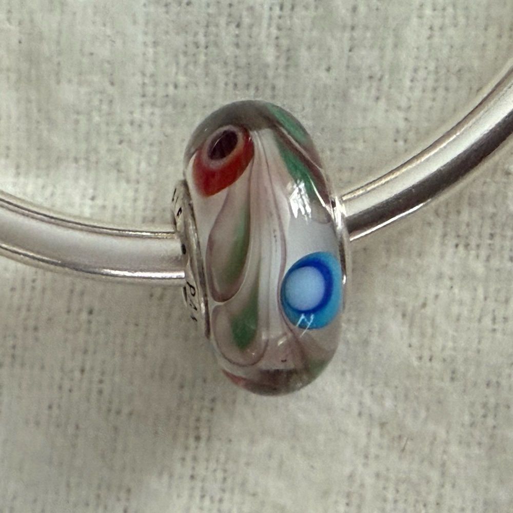Authentic PandoraMulticolor Glass Murano Bead, sterling silver core